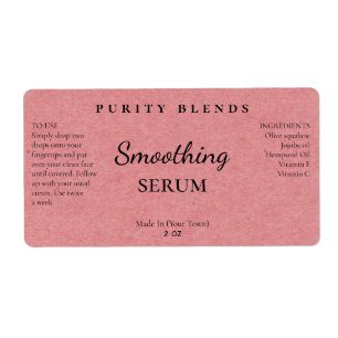 Natuurlijke roze serumlabels etiket