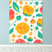 Natuurlijke Rozen Floral Bloom Red Waterverf Canvas Afdruk (Insitu (Houten vloer))