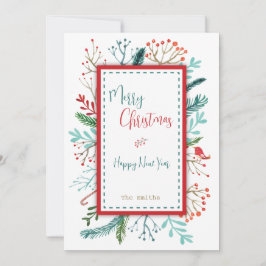 Natuurlijke Rustieke Kerstmis Feestdagenkaart