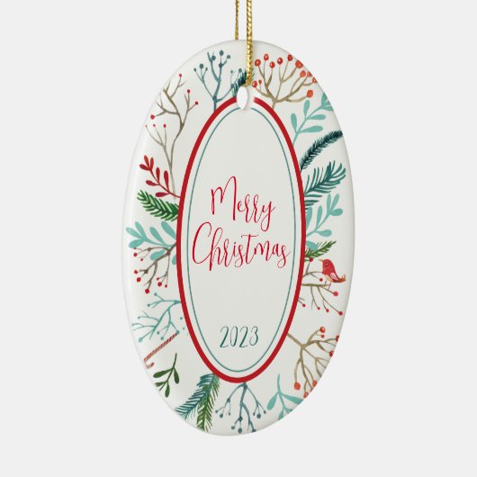 Natuurlijke Rustieke Kerstmis Keramisch Ornament (Rechts)