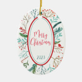 Natuurlijke Rustieke Kerstmis Keramisch Ornament (Voorkant)