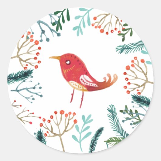 Natuurlijke Rustieke Kerstmis Ronde Sticker (Voorkant)