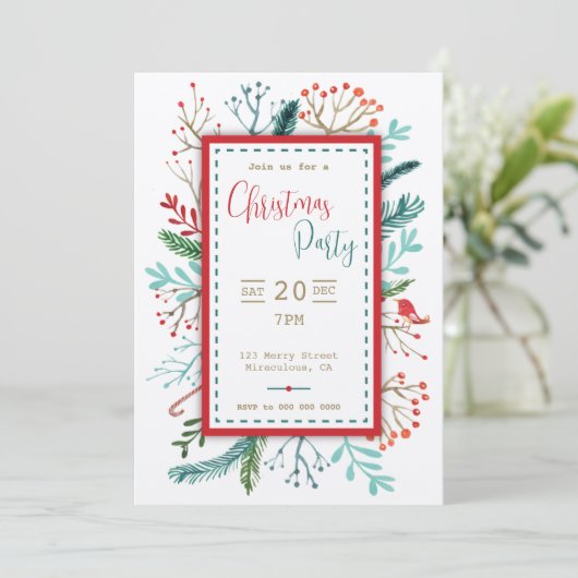 Natuurlijke Rustieke Kerstmis Uitnodiging (Staand voorkant)