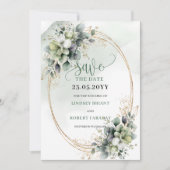 Natuurlijke Saliegroene Botanische Bewaar De Datum Save The Date (Voorkant)