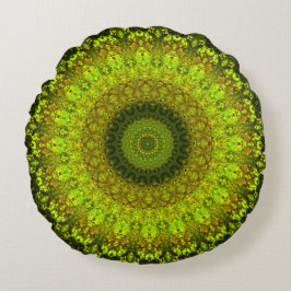 Natuurlijke schaduw van groen | Abstract Mandala Rond Kussen