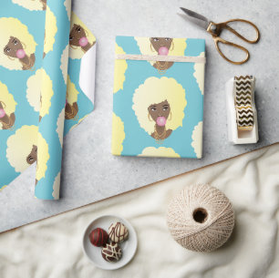 Natuurlijke schoonheid Blonde Afro Blauw Cadeaupapier