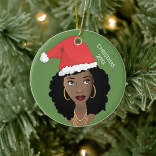 Natuurlijke schoonheid, Santa Hat, groen Keramisch Ornament