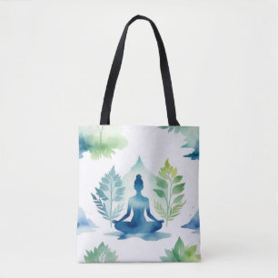 Natuurlijke Sereniteit: Meditatie Silhouet Tote Bag