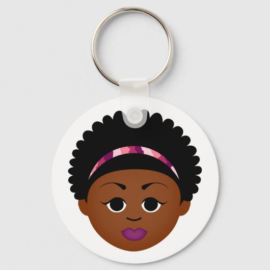 Natuurlijke Sleutelhanger (Afro Girl) (Voorkant)