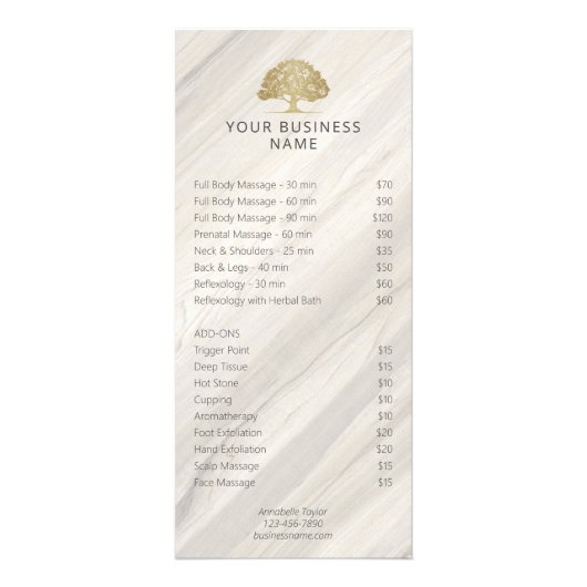 Natuurlijke Spa Salon prijslijst Rack Kaart (Voorkant)