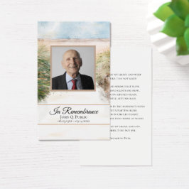 Natuurlijke strand begrafenisdienst herdenkingsgeb visitekaartje