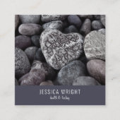 Natuurlijke Strand Pebble Heart Vierkante Visitekaartje (Voorkant)