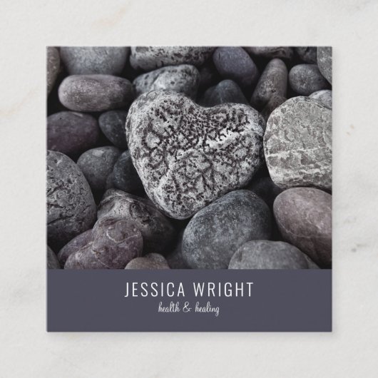 Natuurlijke Strand Pebble Heart Vierkante Visitekaartje (Voorkant)