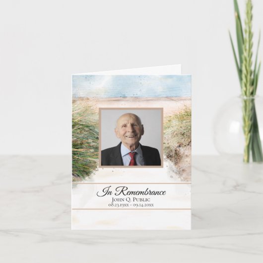 Natuurlijke Strand Waterverf Begrafenis Gedenkteke Bedankkaart (Voorkant)