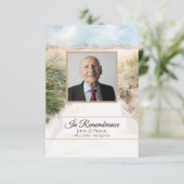 Natuurlijke Strand Waterverf Begrafenis Gedenkteke Bedankkaart (Staand voorkant)