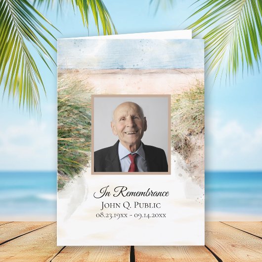 Natuurlijke strand Waterverf begrafenisdienst gevo Programma