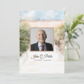 Natuurlijke Strand Waterverf Begrafenisdienst Memo Programmakaart (Staand voorkant)