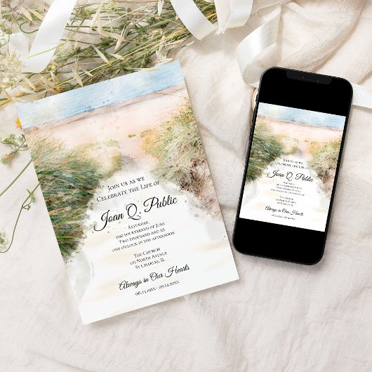 Natuurlijke Strand Waterverf Viering van het Leven Kaart