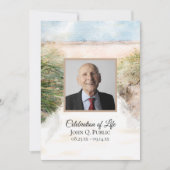 Natuurlijke Strand Waterverf Viering van het Leven Kaart (Voorkant)