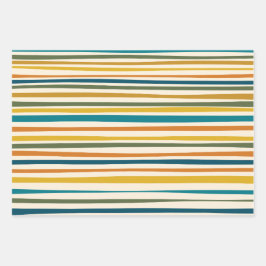 Natuurlijke Stripes Modern esthetisch kleurrijk pa Inpakpapier Vel