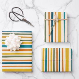 Natuurlijke Stripes Modern esthetisch kleurrijk pa Inpakpapier Vel