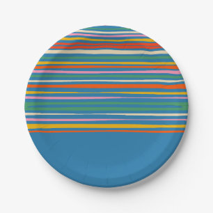 Natuurlijke strips kleurig snijpatroon blauw papieren bordje