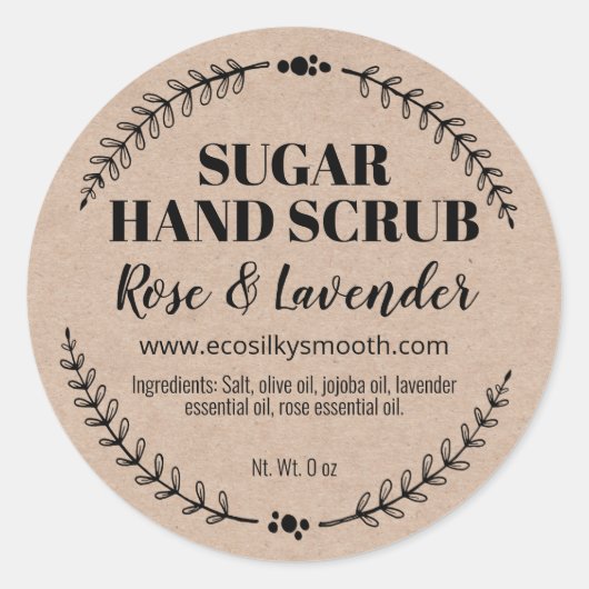 Natuurlijke suiker Hand Scrub Kraft Labels (Voorkant)