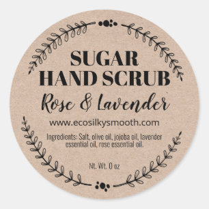 Natuurlijke suiker Hand Scrub Kraft Labels