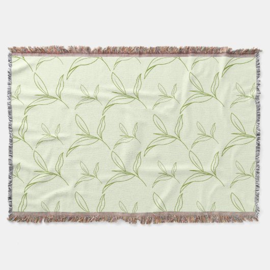 Natuurlijke Tea Leaf Mint Green Naadloos Patroon Deken (Voorkant)
