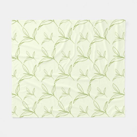 Natuurlijke Tea Leaf Mint Green Naadloos Patroon Fleece Deken (Voorkant (Horizontaal))