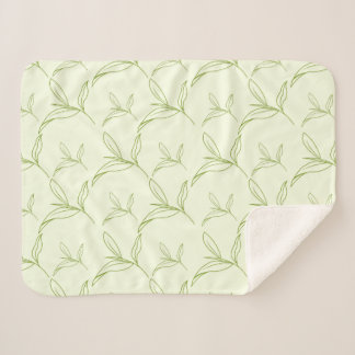 Natuurlijke Tea Leaf Mint Green Naadloos Patroon Sherpa Deken