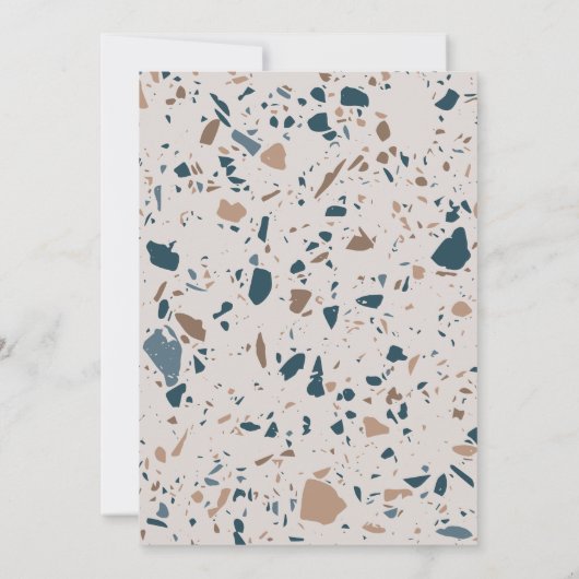 Natuurlijke terrazzo typografie moderne bruiloft aankondiging (Achterkant)