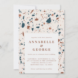 Natuurlijke terrazzotypografie moderne bruiloft aankondiging