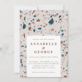 Natuurlijke terrazzotypografie moderne bruiloft aankondiging (Voorkant)