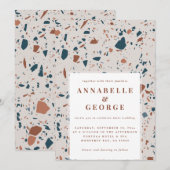 Natuurlijke terrazzotypografie moderne bruiloft aankondiging (Voorkant / Achterkant)