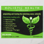 Natuurlijke Therapie Groene Caduceus Symbool Horiz Flyer (Voorkant)