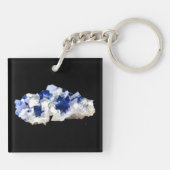 Natuurlijke Transparante Deep Blue Flourite Sleutelhanger (Achterkant)