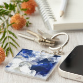 Natuurlijke Transparante Deep Blue Flourite Sleutelhanger (Voorkant Rechts)