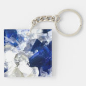 Natuurlijke Transparante Deep Blue Flourite Sleutelhanger (Achterkant)