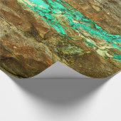 Natuurlijke turkooisader in bruine steen cadeaupapier (Hoek)