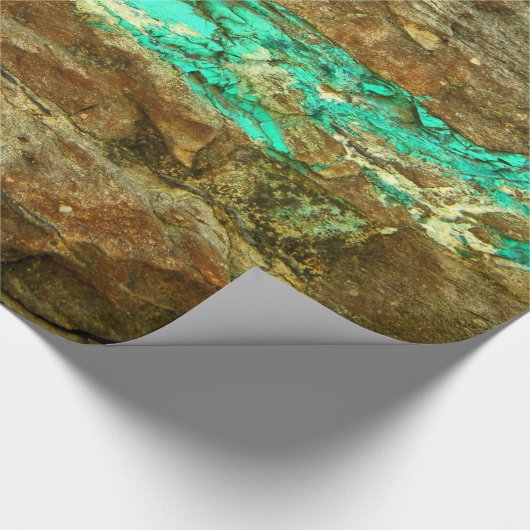Natuurlijke turkooisader in bruine steen cadeaupapier (Hoek)