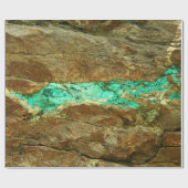 Natuurlijke turkooisader in bruine steen cadeaupapier (Vlak)