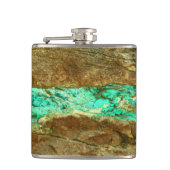 Natuurlijke turkooisader in bruine steen heupfles (Voorkant)