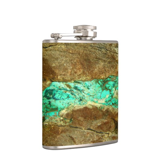 Natuurlijke turkooisader in bruine steen heupfles (Rechts)