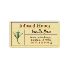 Natuurlijke vanille-honingproduct etiket
