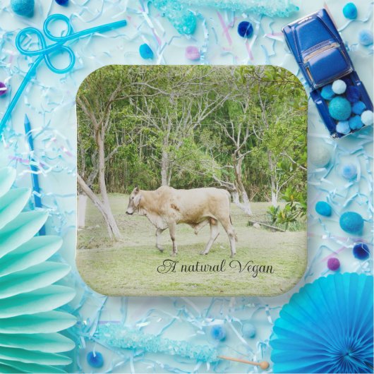 Natuurlijke Vegan Koe Papieren Bordje (Feest)