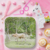 Natuurlijke Vegan Koe Papieren Bordje (Feest)