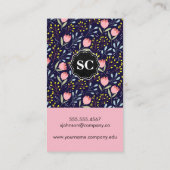 Natuurlijke ventilatorillustraties / Monogram (roz Visitekaartje (Achterkant)