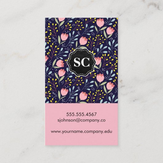 Natuurlijke ventilatorillustraties / Monogram (roz Visitekaartje (Achterkant)