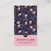 Natuurlijke ventilatorillustraties / Monogram (roz Visitekaartje (Voorkant)